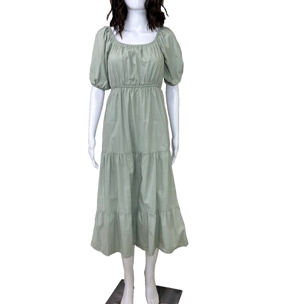 Sim & Sam S Blue Babydoll Mini Dress Puff Sleeve Tie Front Cottagecore Milkmaid